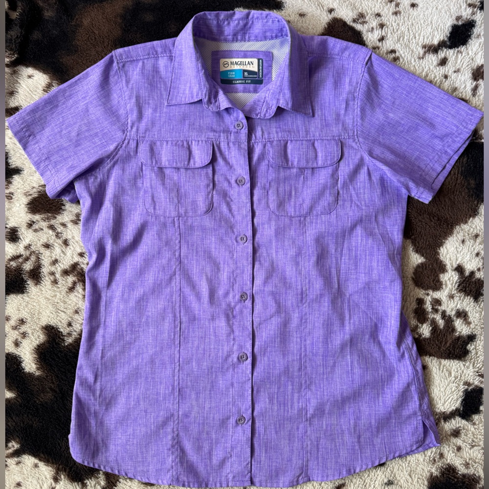 Magellan Outdoors Lavender/Purple fishing Button-Up Shirt XL